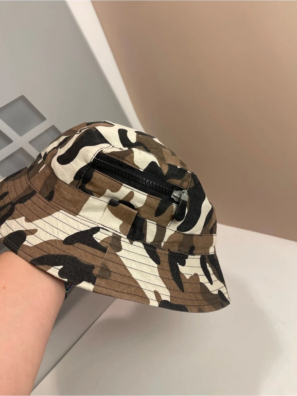 Y2K Camo Bucket Hat Utility Pocket Streetwear Grunge Festival Skater 90s